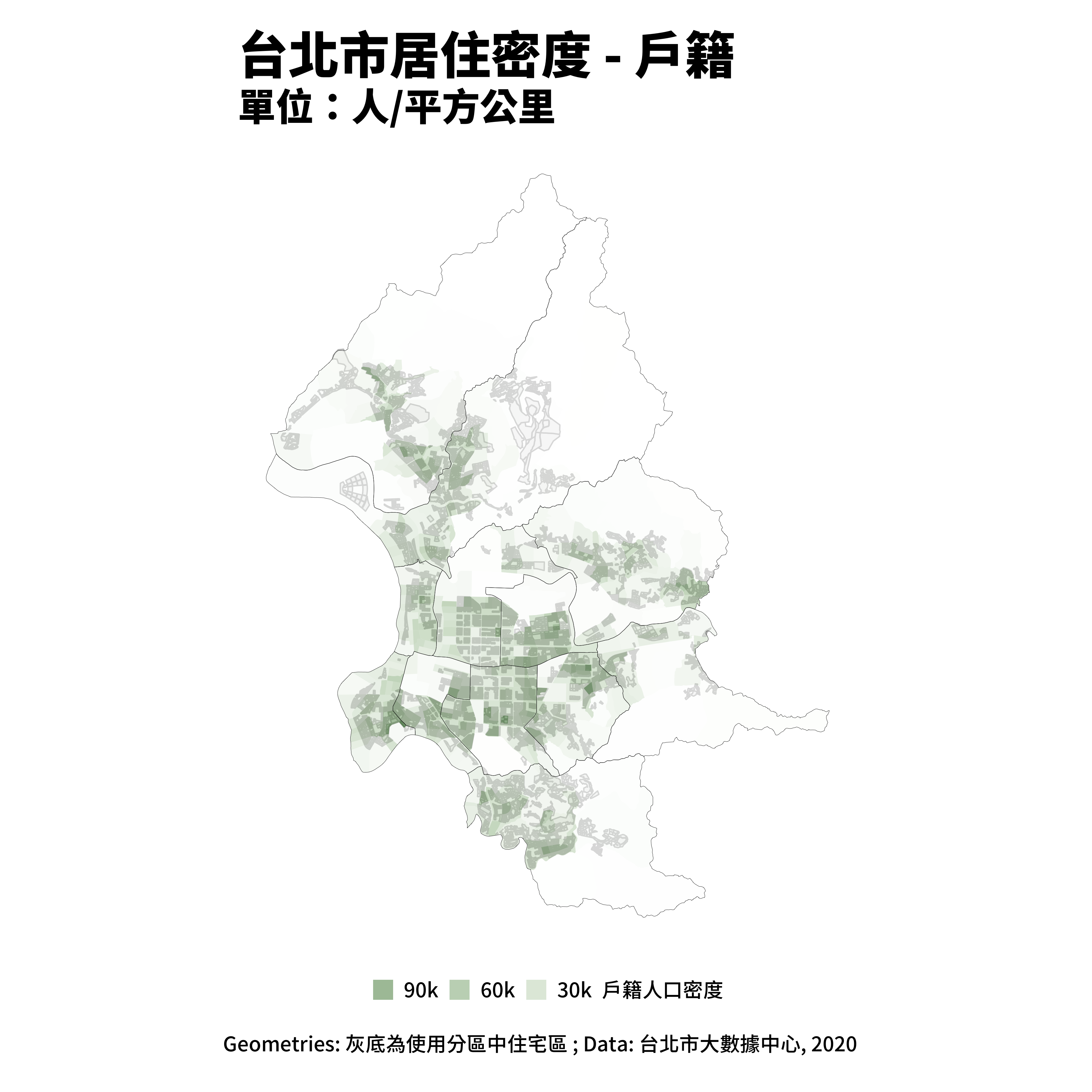 台北市戶籍人口與住宅區